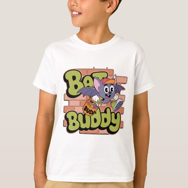 Bat Buddy Halloween Trick or Treat Kids T-Shirt  (Framsida)