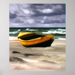 Båt före havets storm poster