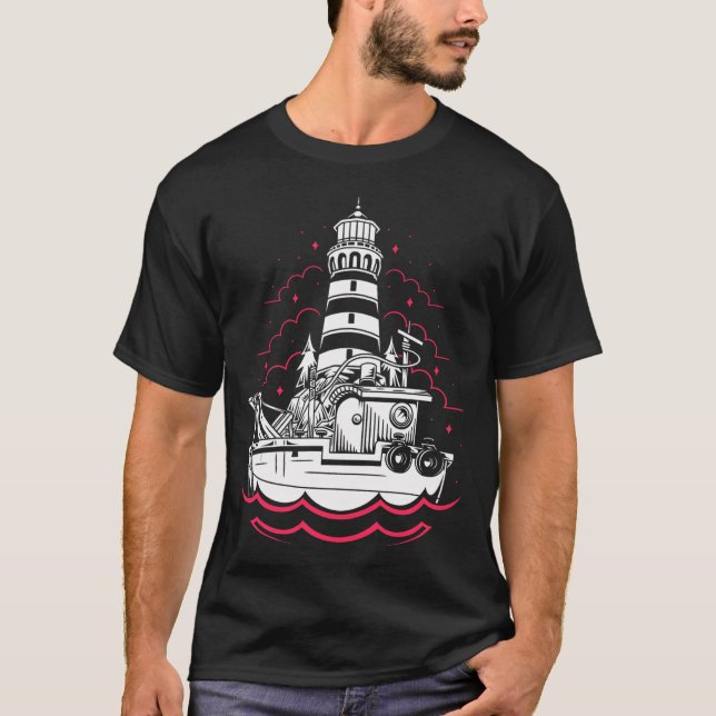 Båt & fyr t shirt (Framsida)