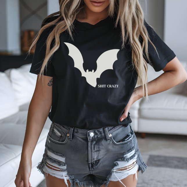 Bat Galet Roligt Halloween Minimal  T Shirt (Skapare uppladdad)