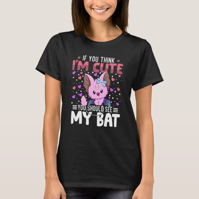 Bat Heart Valentine's Day Animal For Womens Kids T Shirt (Framsida)