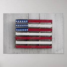 Båt Hus Amerikansk Flagga Poster