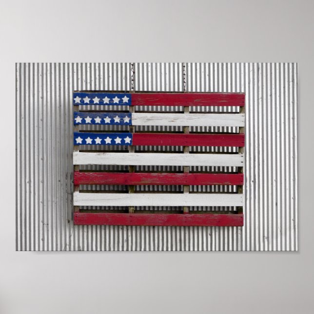 Båt Hus Amerikansk Flagga Poster (Framsidan)