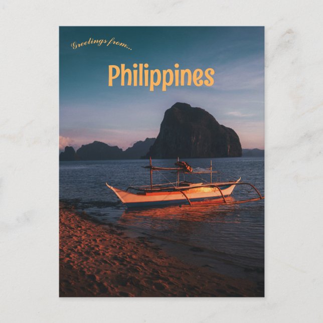 Båt i El Nido Palawan Filippinerna Vykort (Framsida)