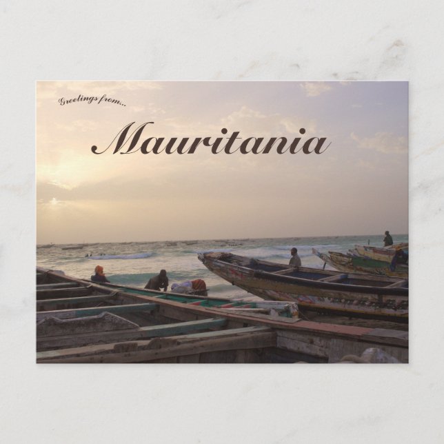 Båt i en strand i Nouakchott Mauretanien Vykort (Framsida)