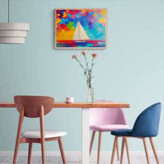 båt i havsfärg canvastryck