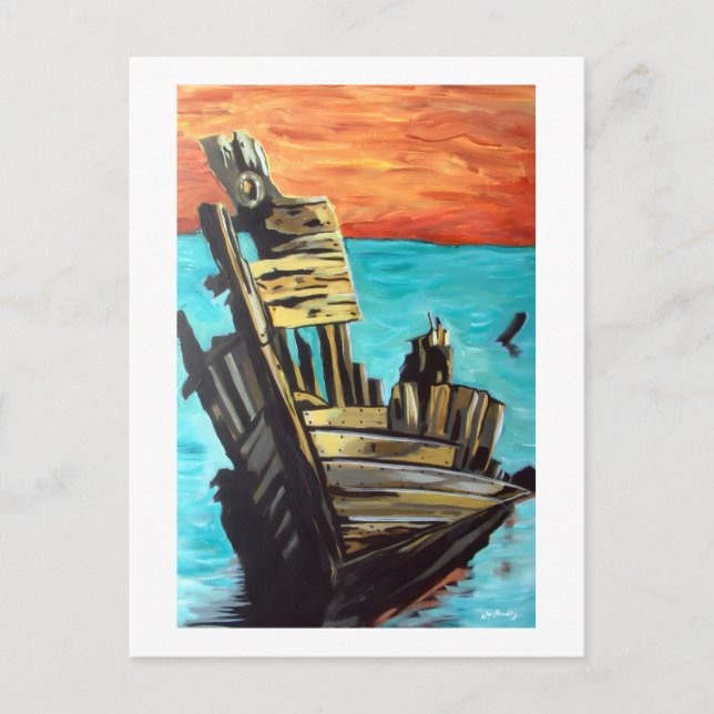 Båt i sol vykort (Framsida)