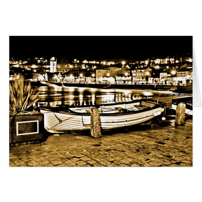 BÅT I ST. IVES HÄLSNINGSKORT (Framsidan Horizontal)