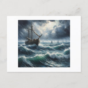 Båt i Stormy Sea, vykort
