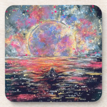 Båt in i färglöst Måne - Underlägg av hårdplast