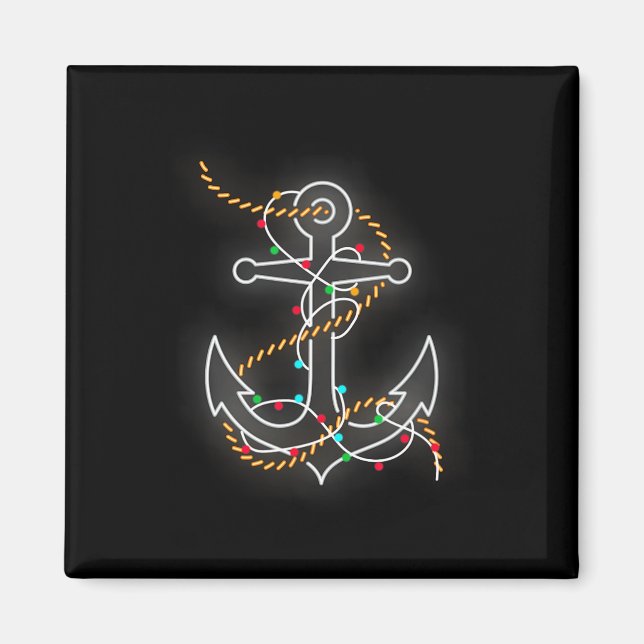 Båt jul ljus ankar jultomten segelbåt magnet (Framsidan)
