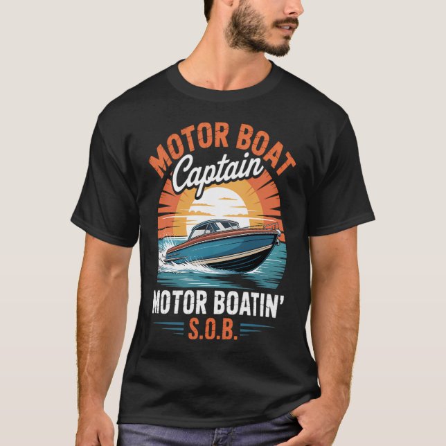 Båt Kapten Motor T Shirt (Framsida)