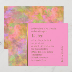 Bat mitzvah abstrakt design i Rosa Inbjudningar