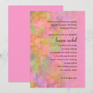 Bat mitzvah abstrakt design i Rosa Inbjudningar
