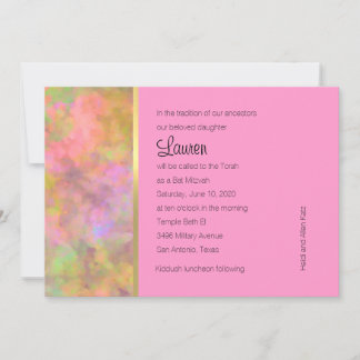 Bat mitzvah abstrakt design i Rosa Inbjudningar