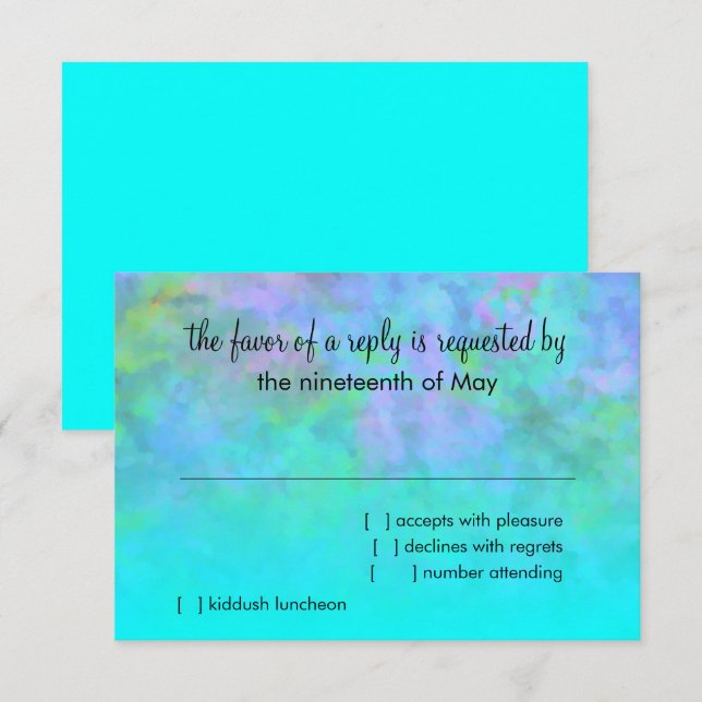 Bat mitzvah abstrakt design i turkos OSA kort (Fram/baksida)