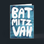 BAT MITZVAH Anpassningsbar blå akvarell Grattis Kort<br><div class="desc">Handritad text av mig till dig med en färgrik akvarellbakgrund. Lägg till din egen text på insidan av kortet. För fler mönster och färger, kolla min butik! Eller låt mig veta om du vill ha något anpassat. Jag har också matchande presentpapper och naturligtvis både Bar och Bat Mitzvah-versioner! Fråga om...</div>