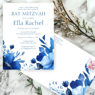 Bat mitzvah ANPASSNINGSBAR för blå blommor, vatten Vykort
