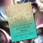 Bat mitzvah Aqua Guld Extra Sparkly Inbjudningar<br><div class="desc">Bat mitzvah Aqua Guld Extra Sparkly Pub Mitzvah och Bat mitzvah inbjudan är designade av Umua. Tryckt och avsänt av Zazzle eller dess partner.</div>