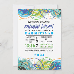 BAT MITZVAH ARTSY FARTSY Pub-inbjudningskort Inbjudningar
