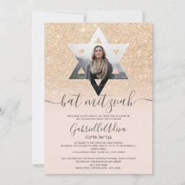 bat mitzvah av den  rosan Chic glitter Inbjudningar