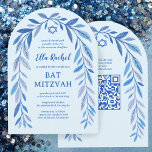 Bat mitzvah bågbåge QR-kod Pub Inbjudningar<br><div class="desc">Perfekt-kort för att tillkännage ett bat mitzvah, pub mitzvah eller annat judiskt firande! Hand plockade delikata löv-trimma konst åt dig! FULLT ANPASSADE! Klicka på "Anpassa" ovan om du vill redigera texten och lägga till länken till QR-koden. Klicka på "Redigera med verktyg" för att justera typsnitt, färg och placeringar. Ta bort...</div>