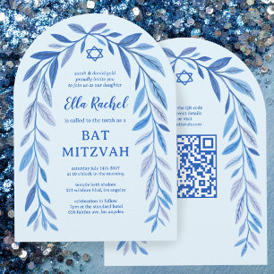 Bat mitzvah bågbåge QR-kod Pub Inbjudningar