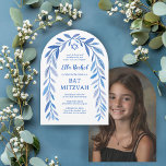 Bat mitzvah bågfoto för botaniska vattenfärger i P Inbjudningar<br><div class="desc">Perfekt-kort för att tillkännage ett bat mitzvah, pub mitzvah eller annat judiskt firande! Hand plockade delikata löv-trimma konst åt dig! FULLT ANPASSADE! Klicka på "Anpassa" ovan om du vill redigera texten och lägga till fotot på baksidan. Klicka på "Redigera med verktyg" för att justera typsnitt, färg och placeringar. Ta bort...</div>