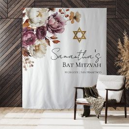 Bat mitzvah bakgrund för fallande Burgundisk Blomm