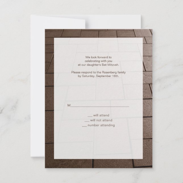 Bat mitzvah Bimah Movie OSA Reply Card (Framsida)