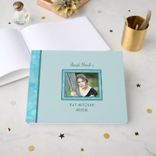 Bat Mitzvah Blå Opal Speciellt Tillfälle Foto Gästböcker