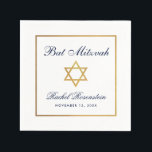Bat mitzvah blå vita Guld Pappersservett<br><div class="desc">Bat mitzvah blå vita Guld Pappersservett</div>