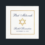 Bat mitzvah blå vita Guld Pappersservett<br><div class="desc">Bat mitzvah blå vita Guld Pappersservett</div>