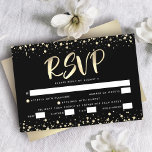 Bat mitzvah Black Gold Foil Glitter Script Entrée OSA Kort<br><div class="desc">Var stolt, gladd och visa den här milstolpen av din favoritBat mitzvah! Inkludera det här fantastiska, moderna OSA-kortet för personlig för evenemanget. Bildskript för grafik faux faux guld-folie och konetti täcker över en rik, dramatisk, svart bakgrund. Anpassa anpassningsbarna med alternativen "svara senast" och "ange". Matchning och samordning av inbjudan, adressetiketter,...</div>