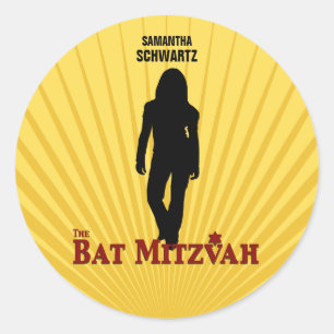 Bat mitzvah blått för filmstjärnaklistermärkeg runt klistermärke