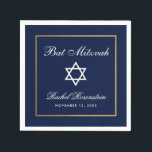 Bat mitzvah blått och Guld Pappersservett<br><div class="desc">Bat mitzvah blått och Guld Pappersservett</div>