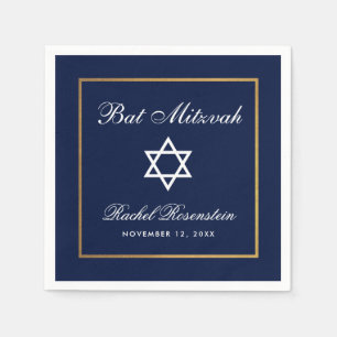 Bat mitzvah blått och Guld Pappersservett