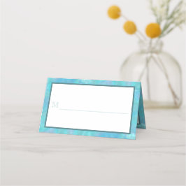 Bat mitzvah blått opal vattenfärgsfärgning Party E Placeringskort