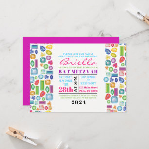 Bat mitzvah BLING BLING Gemstone-inbjudan Inbjudningar