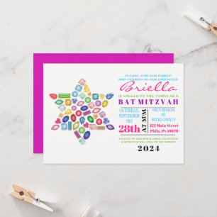 Bat mitzvah BLING BLING Gemstone-inbjudan Inbjudningar