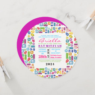 Bat mitzvah BLING BLING Gemstone-inbjudan Inbjudningar