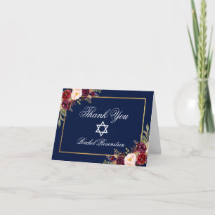 Bat mitzvah blom- Burgundy guld noterar Tack Kort