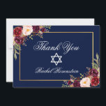 Bat mitzvah Blommigt Burgundy Guld Tack Kort<br><div class="desc">Bat mitzvah vattenfärg Burgundy Marsala Blommigt Guld - tackkort</div>
