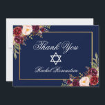 Bat mitzvah Blommigt Burgundy Guld Tack Kort<br><div class="desc">Bat mitzvah vattenfärg Burgundy Marsala Blommigt Guld - tackkort</div>