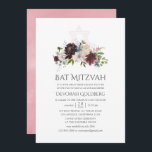 Bat mitzvah Blommigt för Burgundy och  vattenfärg Inbjudningar<br><div class="desc">Trendig Border - marsala och  rosa bat mitzvah inbjudan med accenter av dammig blå,  marin och ro guld designad för att snabbt och enkelt kunna anpassas till dina händelsespecifikationer.</div>