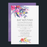 Bat mitzvah Blommigt för färglöst vattenfärg Inbjudningar<br><div class="desc">Sofistikerade bat mitzvah inbjudningar med ljusa färgader av vildblommor med accenter av plum,  ultraviolett och sage grönt designade för att snabbt och enkelt kunna anpassas till dina händelsespecifikationer.</div>