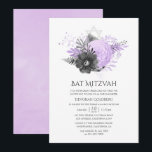 Bat mitzvah Blommigt för Lilac och kol Inbjudningar<br><div class="desc">Bat mitzvah inbjudningar till blommigten Pastel lilac och charcol grått,  designade för att snabbt och enkelt kunna anpassas till dina händelsespecifikationer.</div>