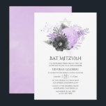 Bat mitzvah Blommigt för Lilac och kol Inbjudningar<br><div class="desc">Bat mitzvah inbjudningar till blommigten Pastel lilac och charcol grått,  designade för att snabbt och enkelt kunna anpassas till dina händelsespecifikationer.</div>