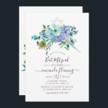 Bat mitzvah Blommigt för Mint och Blue Watercolor  Inbjudningar<br><div class="desc">Bat mitzvah inbjudan till Mint och Blue boho chic- med elegant handskriftstypografi.</div>