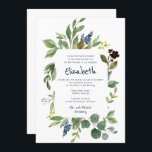 Bat mitzvah Blommigt för vattenfärg och flytande Inbjudningar<br><div class="desc">Består av lekfullt skript och serif-typografi; Allt mot en bakgrund av vit bakgrund och vattenfärgsblad ram. Detta är designat av Select Party Supplies,  exklusiv för Zazzle. Finns här: http://www.zazzle.com/selectpartysupplies</div>